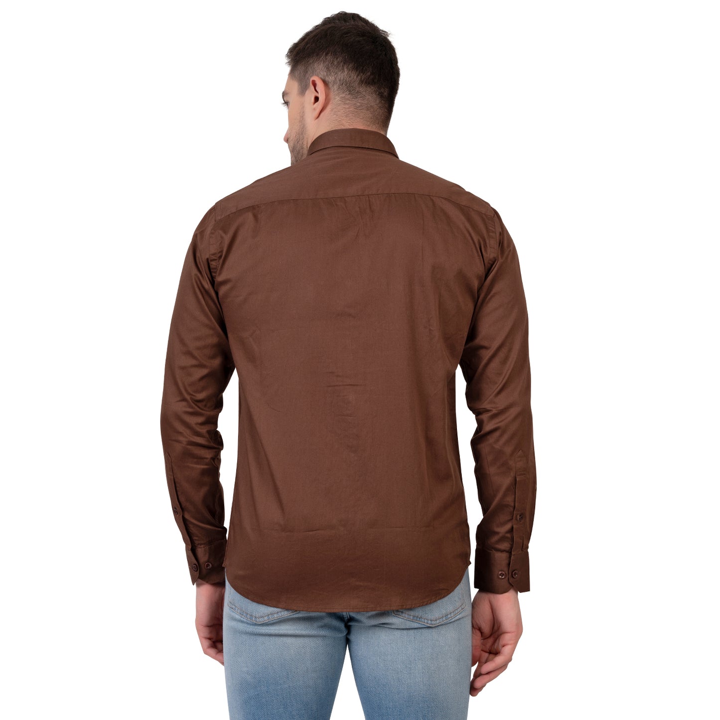 Full Sleeve Satin Cotton Shirt (Brown)