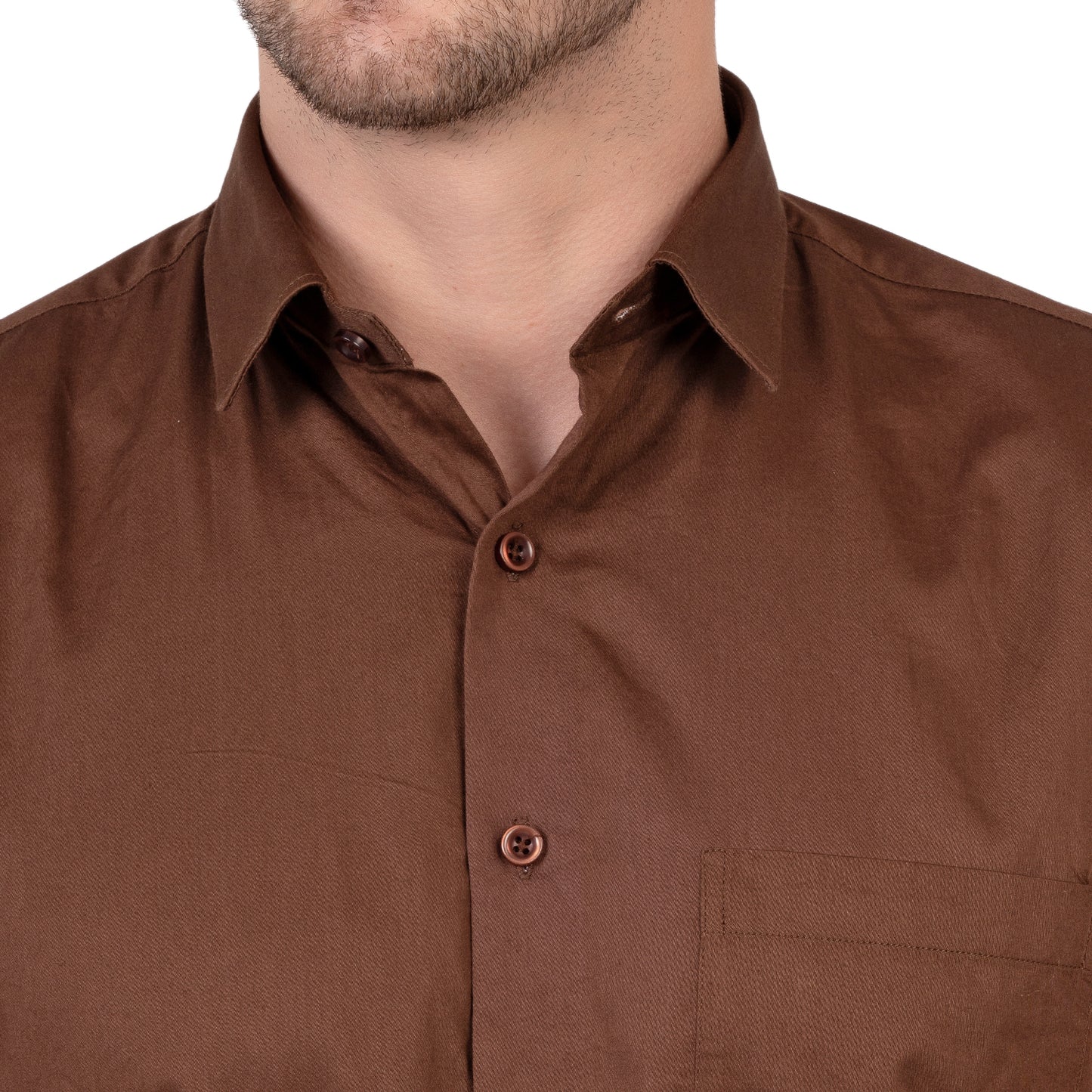 Full Sleeve Satin Cotton Shirt (Brown)