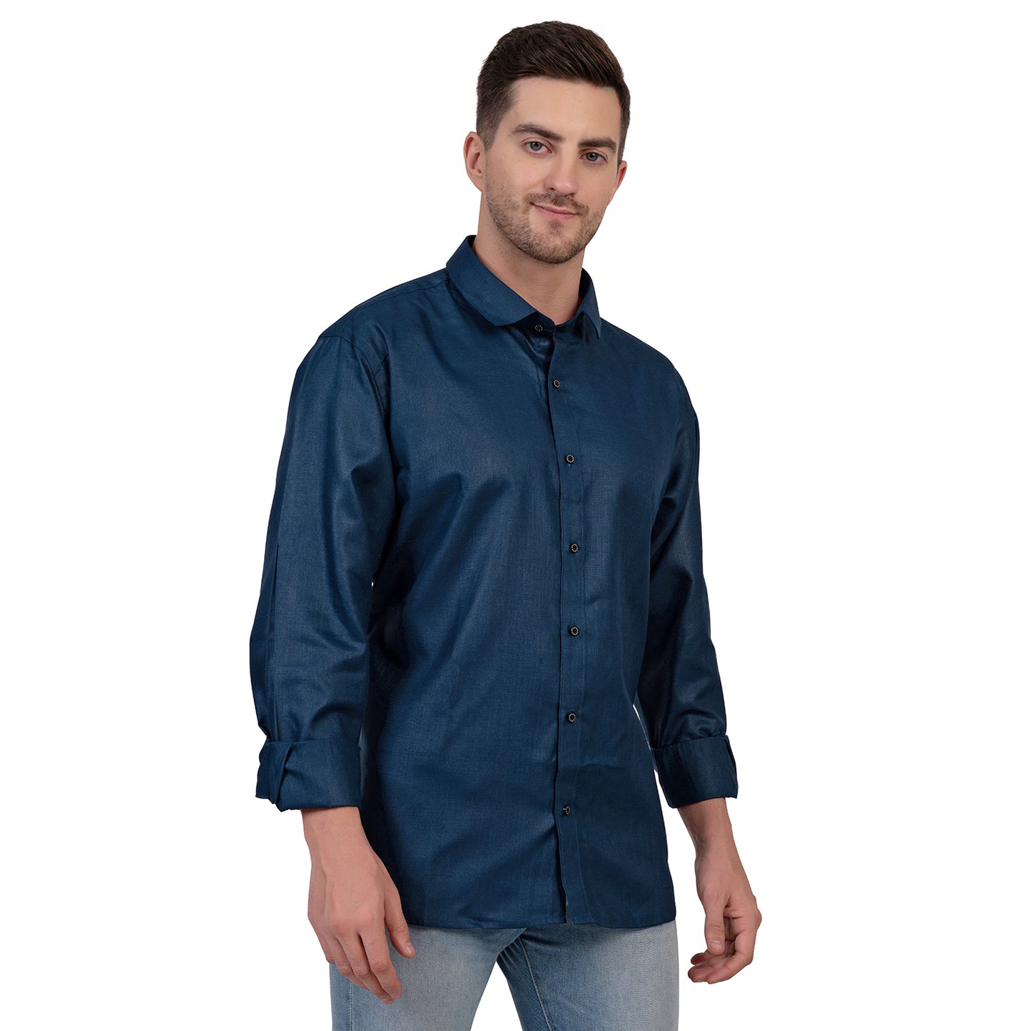 Full Sleeve Magic Linen Shirt (Navy Blue)