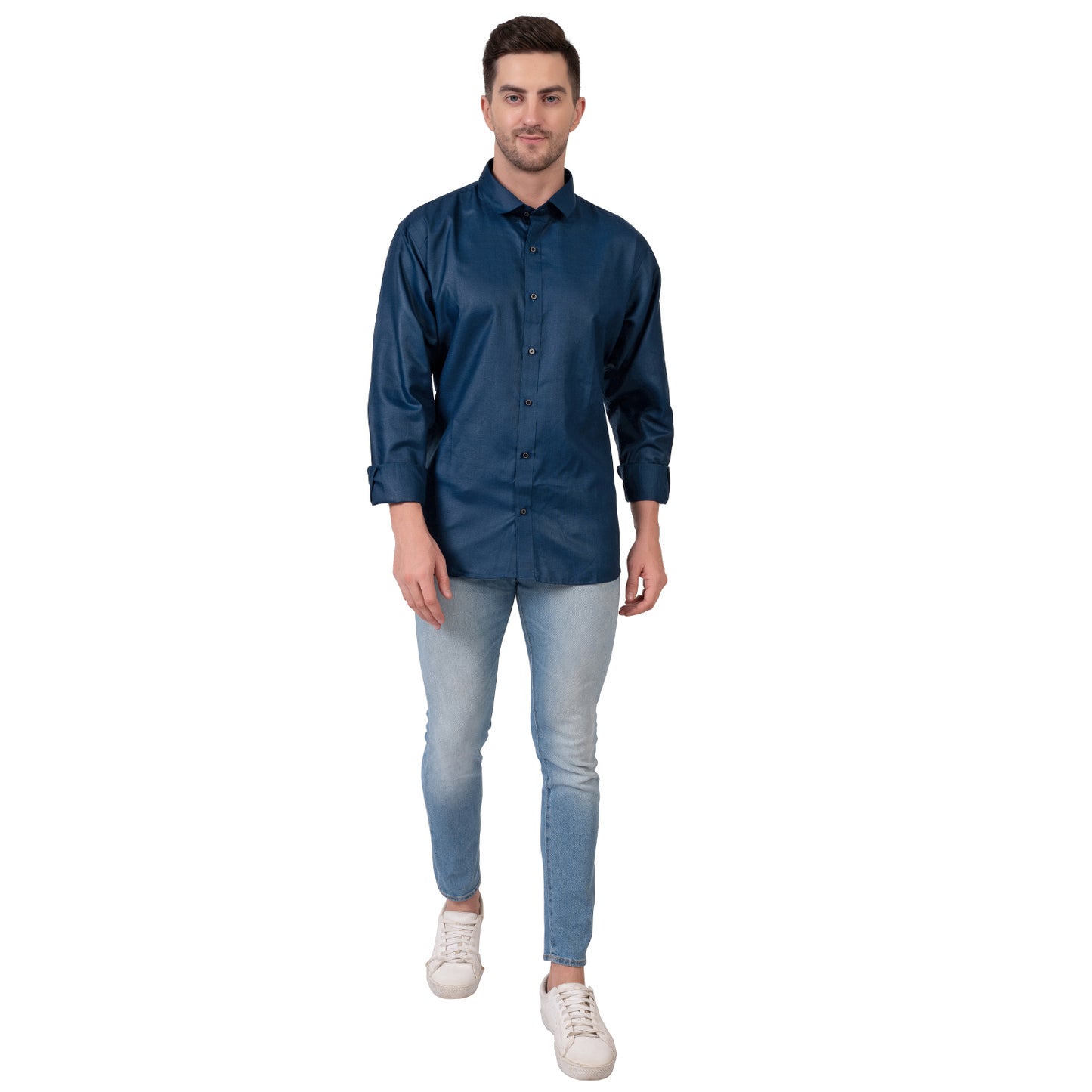 Full Sleeve Magic Linen Shirt (Navy Blue)