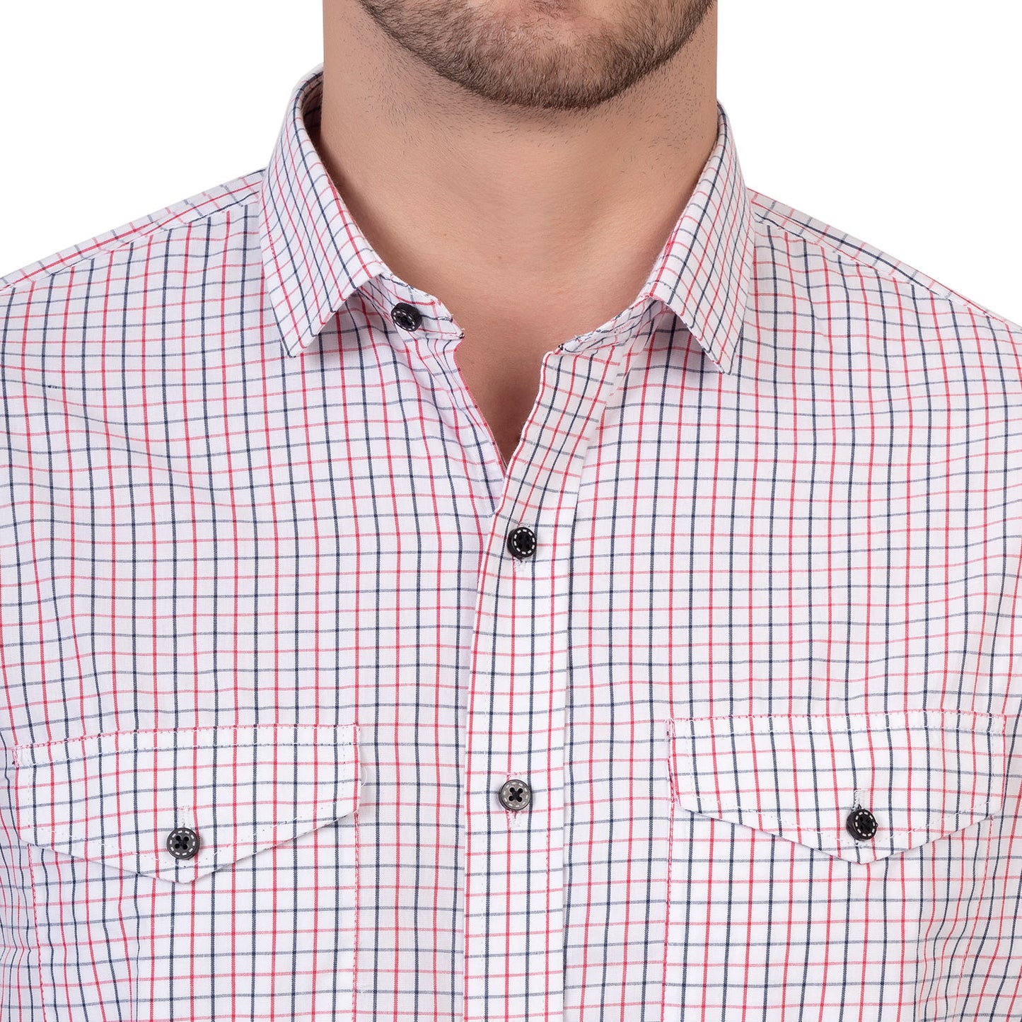 Half Sleeve Cotton Chequered Shirt (Dawn Pink)