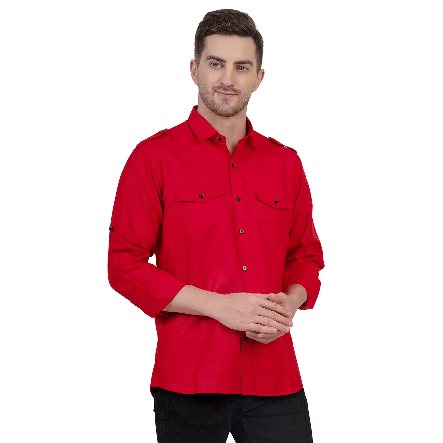 Full Sleeve Premium Linen Shirt (Bright Red)