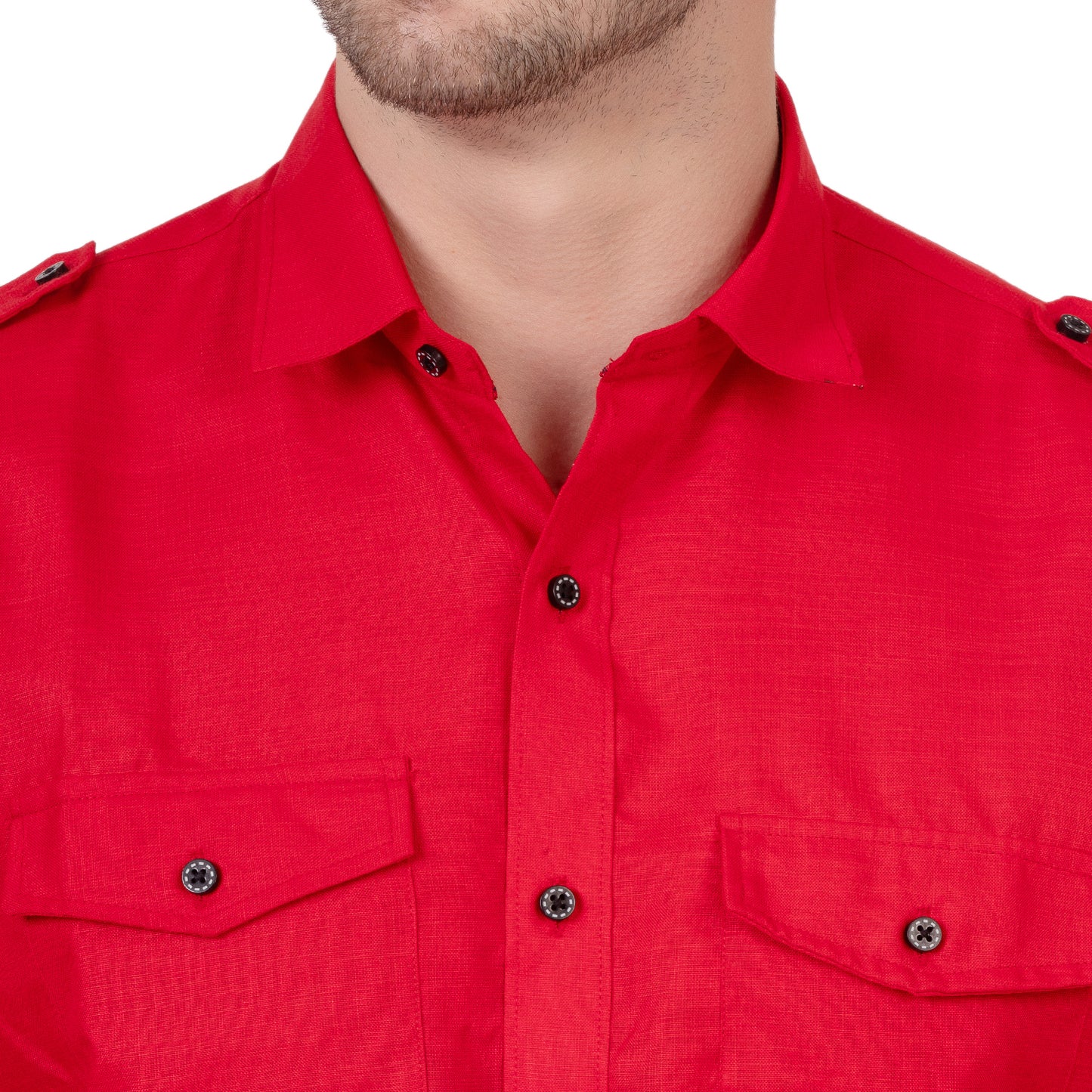 Full Sleeve Premium Linen Shirt (Bright Red)