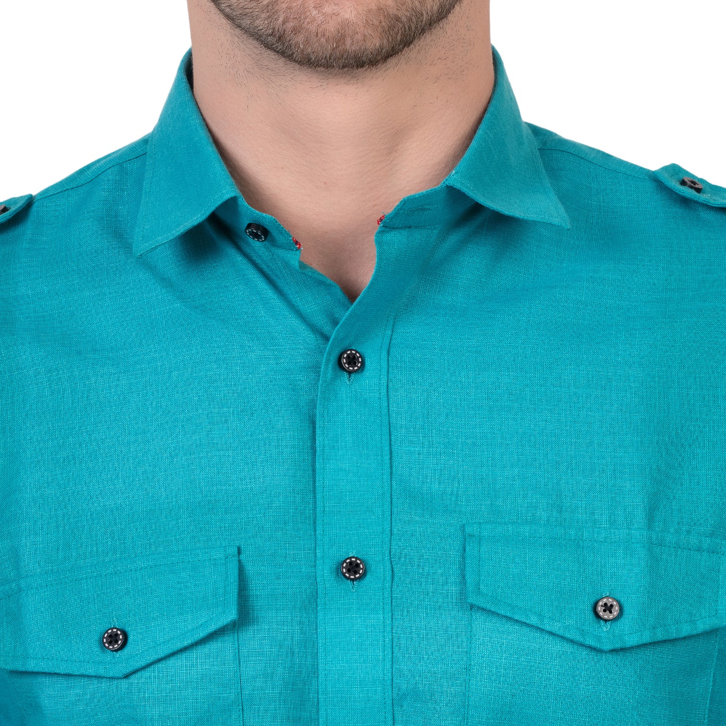 Full Sleeve Magic Linen Shirt (Cyan Blue)