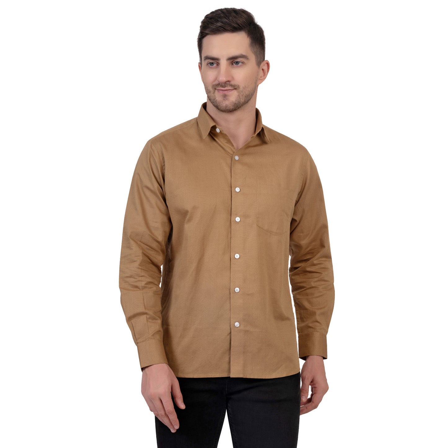 Full Sleeve Premium Linen Shirt (Light Brown)