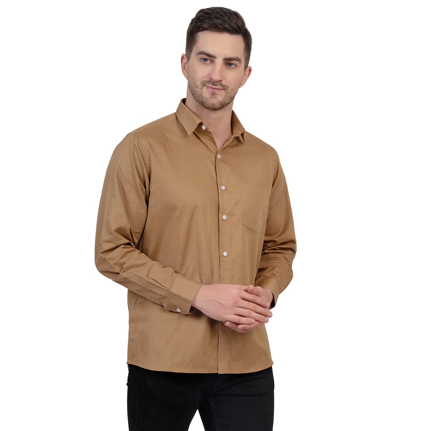 Full Sleeve Premium Linen Shirt (Light Brown)