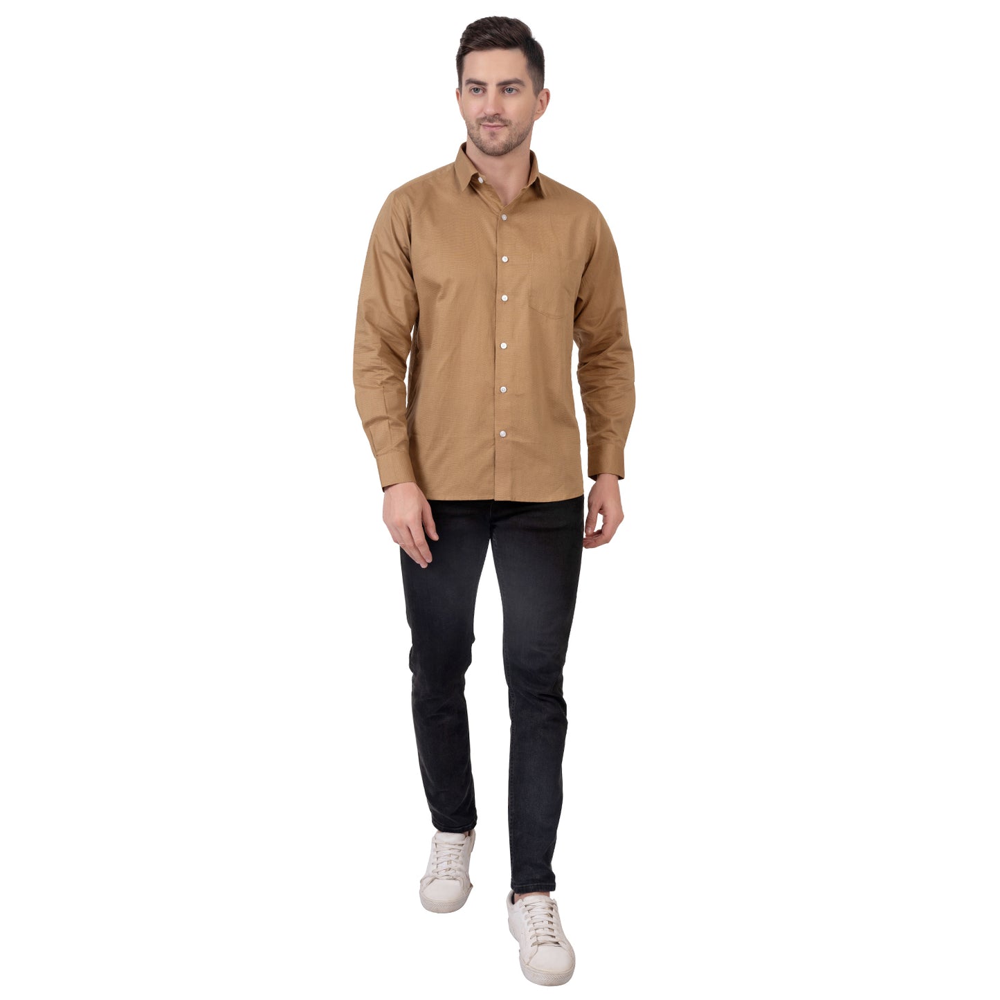 Full Sleeve Premium Linen Shirt (Light Brown)