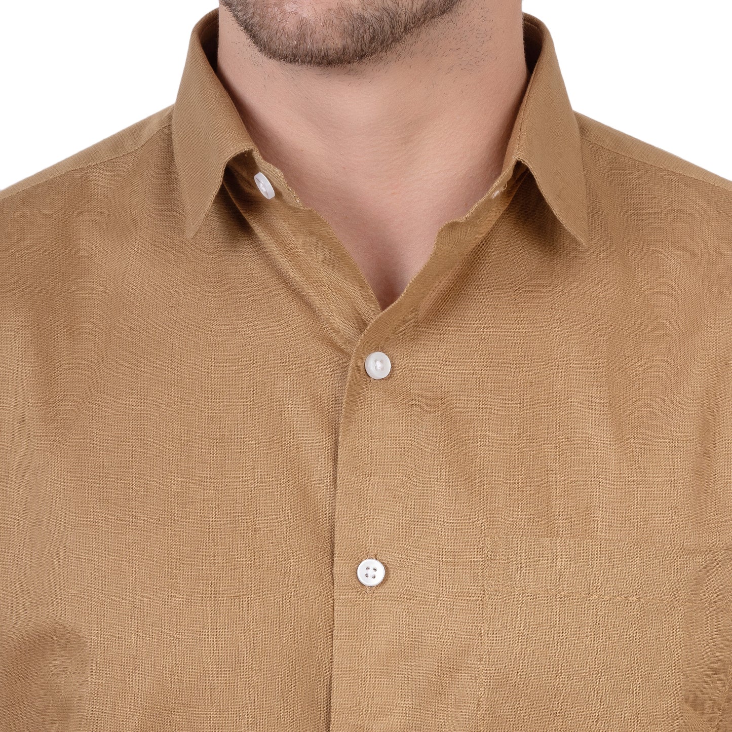 Full Sleeve Premium Linen Shirt (Light Brown)