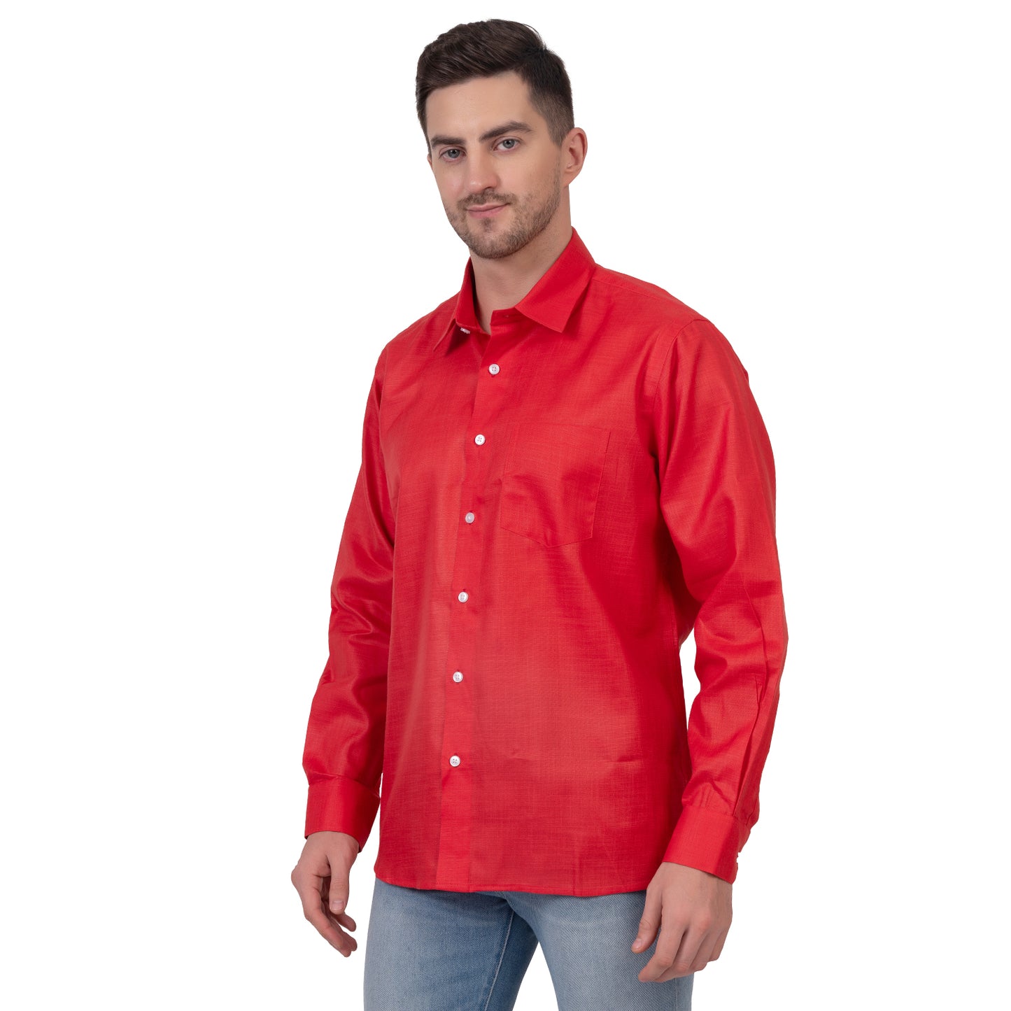 Full Sleeve Magic Linen Shirt (Brilliant Red)