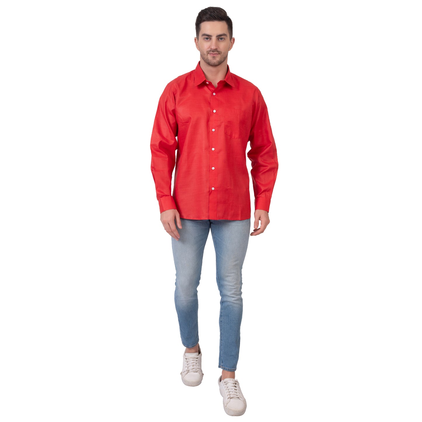 Full Sleeve Magic Linen Shirt (Brilliant Red)