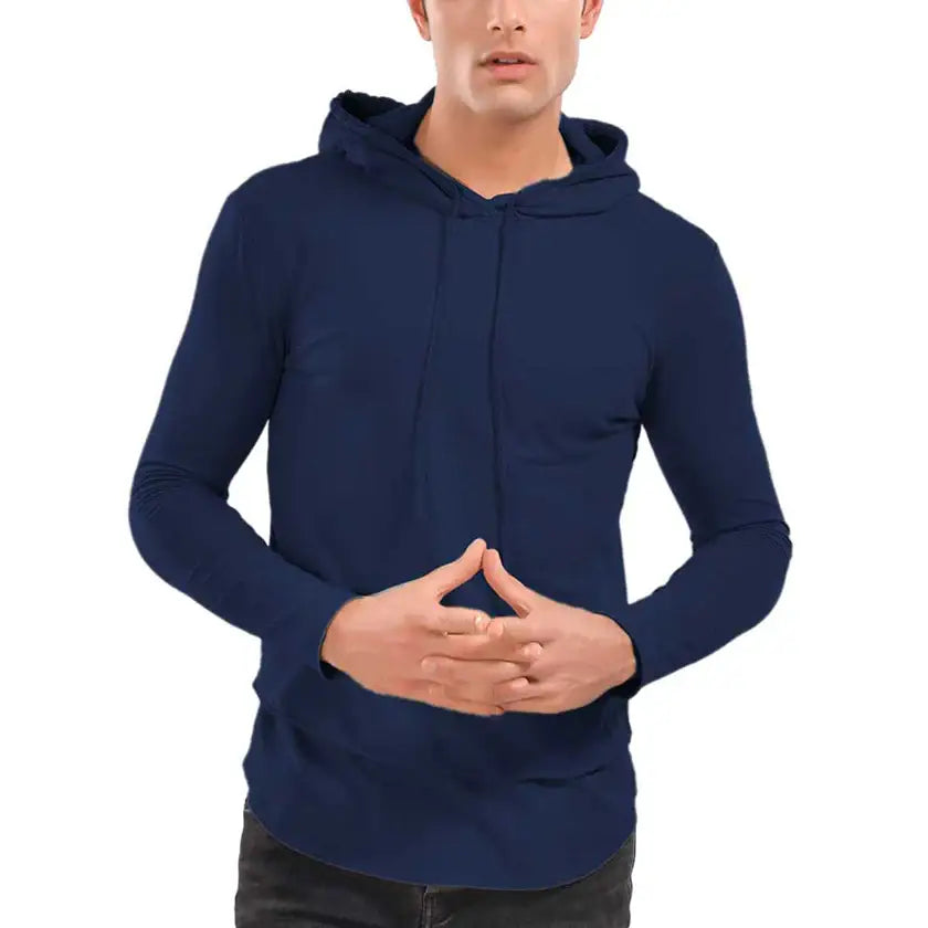 Midnight Blue Mens Rolled Layered Hoodie